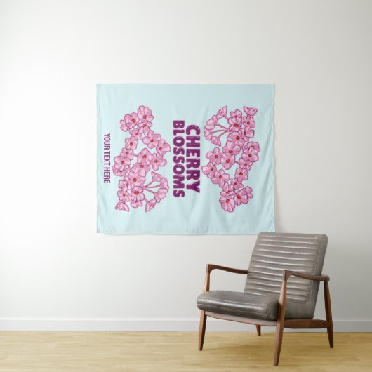 ピンクのさくらんぼ タペストリー (インサイチュ(横))