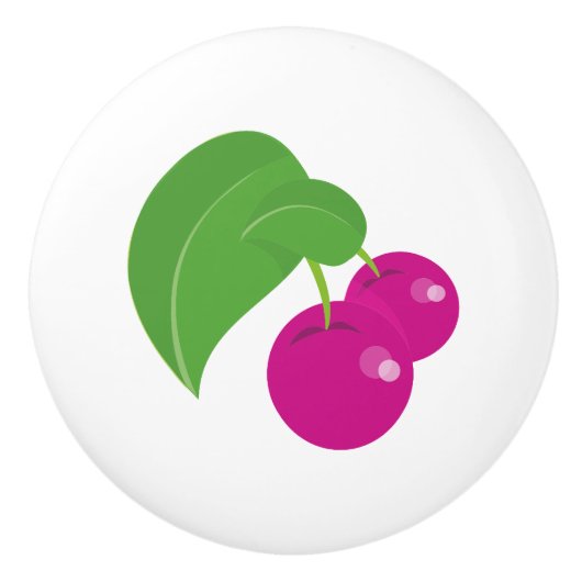 ピンクのさくらんぼ、ピンクのさくらんぼ、甘いさくらんぼ、フルーツ セラミックノブ (正面)