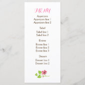 ピンクのさくらんぼ、メイスン結婚ジャーズのメニューカード メニュー (裏面)