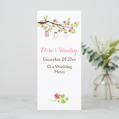 ピンクのさくらんぼ、メイスン結婚ジャーズのメニューカード メニュー (スタンド正面)