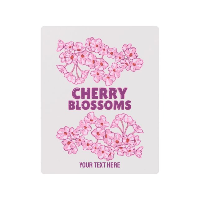 ピンクのさくらんぼ メタルプリント (正面)