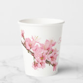ピンクのさくらんぼ 紙コップ (正面)