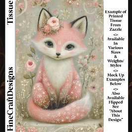 ピンクのしゃれたシックなキツネと花DL2Lデコページ 薄葉紙