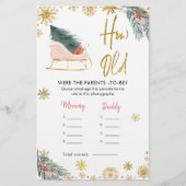 ピンクのそりのクリスマスの赤ちゃんシャワーどのように古い両親 (正面)