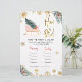 ピンクのそりのクリスマスの赤ちゃんシャワーどのように古い両親 (スタンド正面)