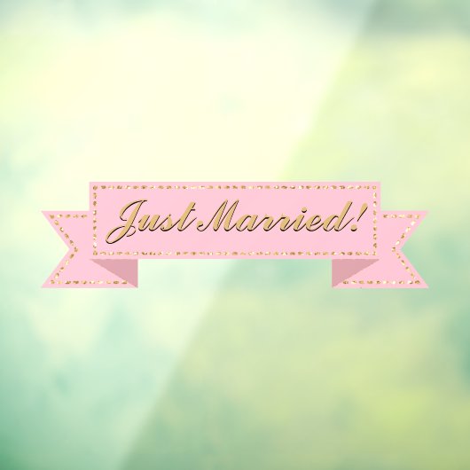 ピンクのたった今結婚しましたバナー ウィンドウサイン (シート3)