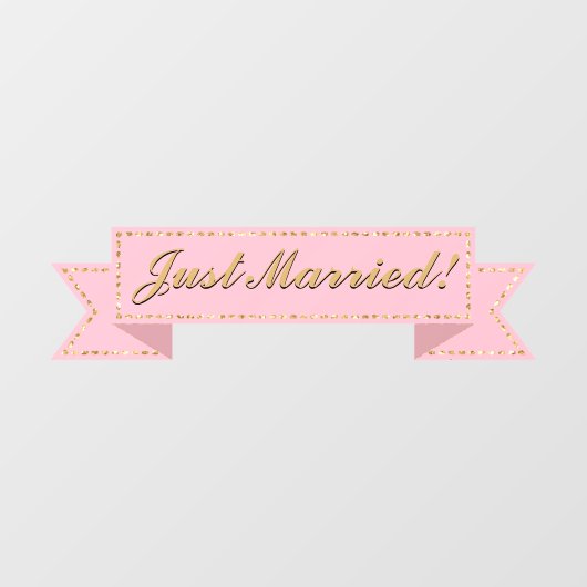 ピンクのたった今結婚しましたバナー ウィンドウサイン (シート)