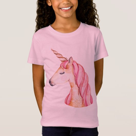 ピンクのたてがみユニコーン Tシャツ (正面)