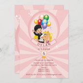 ピンクのちいさなポニーの馬テーマの女の子の誕生日パーティー 招待状 (正面/裏面)