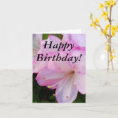 ピンクのつつじの誕生日 カード (黄色い花)