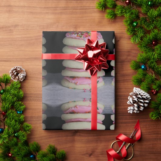 ピンクのつや消しとシュガークッキー ラッピングペーパー (クリスマスギフト)