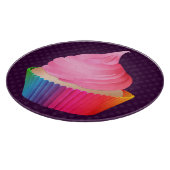 ピンクのつや消しの虹のバニラパーティーのカップケーキ カッティングボード (角)