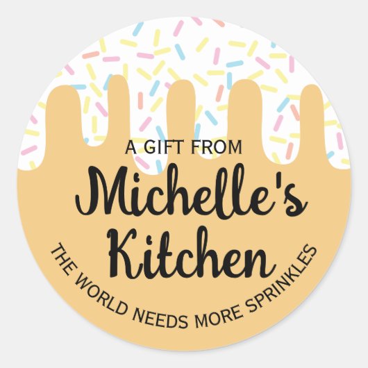 ピンクのつや消しを振りかけるベーカリーのシール ラウンドシール (正面)