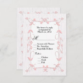 ピンクのつる植物をWood RSVPでメニューの選択 出欠カード (正面/裏面)