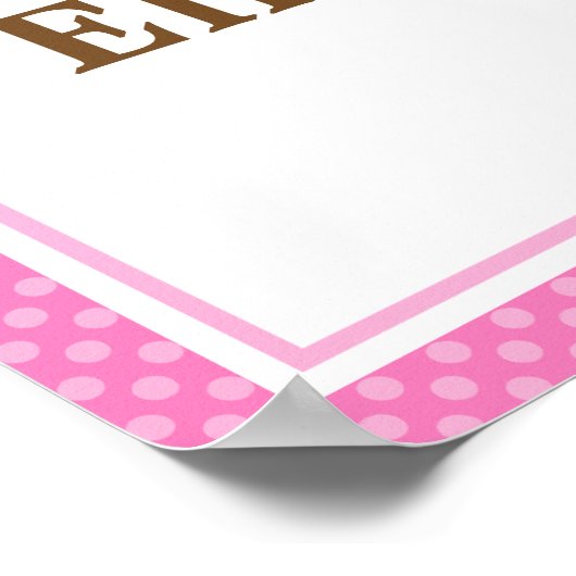 ピンクのてんとう虫のドット　名前入りウォールアート ポスター (角)