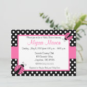 ピンクのてんとう虫のベビーシャワーか誕生日の招待状 招待状 (スタンド正面)