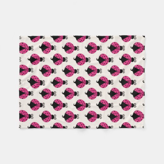 ピンクのてんとう虫の女の赤ちゃんのフリースブランケット フリースブランケット (正面(横))