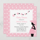 ピンクのてんとう虫及び水玉模様のカスタムなベビーシャワー 招待状 (正面/裏面)