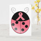 ピンクのてんとう虫 カード (黄色い花)