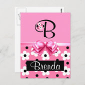 ピンクのてんとう虫: 名前を入れてオリジナルに ポストカード (正面/裏面)