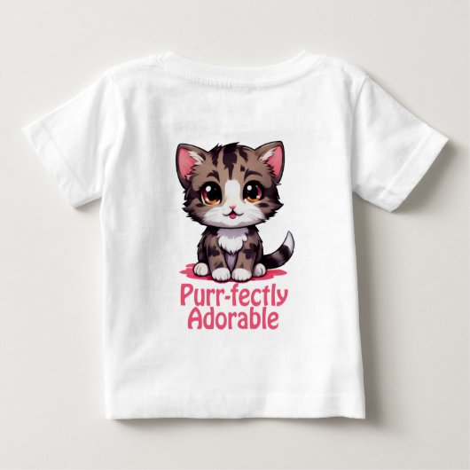 ピンクのとってもかわいいチビねこ ベビーTシャツ (裏面)