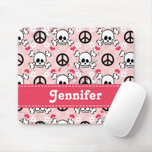 ピンクのどくろ印のマウスパッド マウスパッド (マウス)