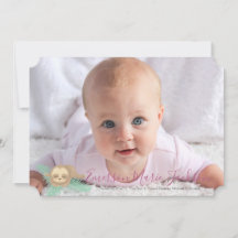 ピンクのねむねむ赤ちゃんサボテン出産お知らせカード