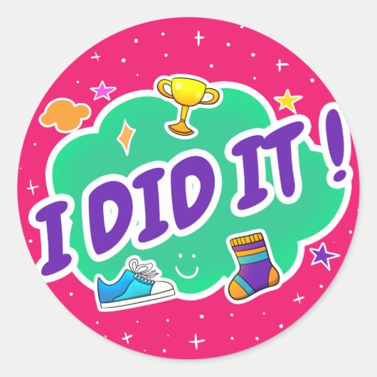 ピンクのの丸いステックラシックカーをやった ラウンドシール (正面)