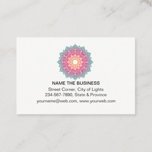 ピンクのはす曼荼羅のヨガの黙想のホリスティック 名刺 (裏面)
