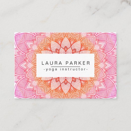 ピンクのはす曼荼羅のヨガの黙想のホリスティック 名刺 (正面)