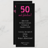 ピンクのはす誕生日 招待状 (正面/裏面)