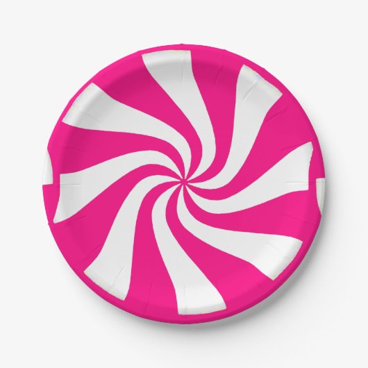 ピンクのはっか菓子は紙皿渦巻きます ペーパープレート (正面)