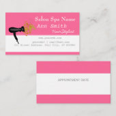 ピンクのはっきりしたで鮮やかな美容師の花の渦巻 予約カード (正面/裏面)