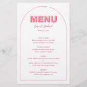 ピンクのはっきりしたアウトライン結婚タイプのメニューカード (正面)