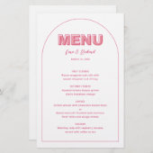 ピンクのはっきりしたアウトライン結婚タイプのメニューカード (正面/裏面)