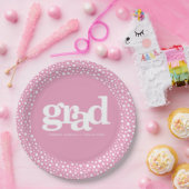 ピンクのはっきりした卒業モダンシンプルタイポグラフィ名 ペーパープレート (パーティー)