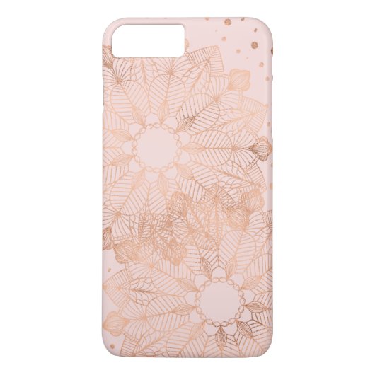 ピンクのばら色の金ゴールドの花の曼荼羅の罰金のフェイクなホイル Case-Mate iPhoneケース (裏面)