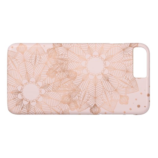 ピンクのばら色の金ゴールドの花の曼荼羅の罰金のフェイクなホイル Case-Mate iPhoneケース (裏面(横))