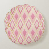 ピンクのひし形形状の幾何学的なシームレスパターン ラウンドクッション (裏面)