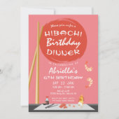 ピンクのひばち誕生日ディナー ひばちパーティー 招待状 (正面)