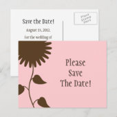 ピンクのひまわりのSave the Dateはがき 案内ポストカード (正面/裏面)