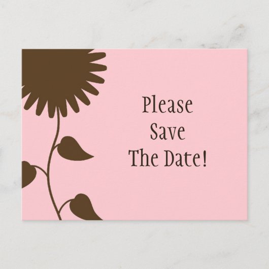 ピンクのひまわりのSave the Dateはがき 案内ポストカード (正面)
