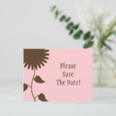 ピンクのひまわりのSave the Dateはがき 案内ポストカード (スタンド正面)