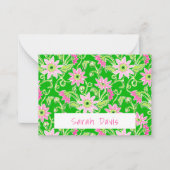 ピンクのひまわりパーソナライズされた花 ノートカード (正面)