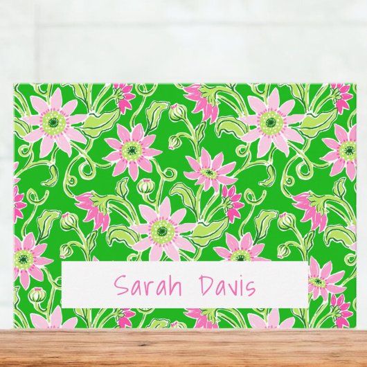 ピンクのひまわりパーソナライズされた花 ノートカード