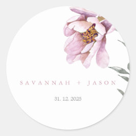 ピンクのひまわりミニマル |の結婚封筒用シール ラウンドシール