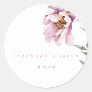 ピンクのひまわりミニマル |の結婚封筒用シール ラウンドシール