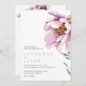 ピンクのひまわりミニマル |結婚式招待状 招待状 (正面/裏面)