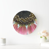 ピンクのひまわり壁時計 ラージ壁時計 (ホーム)