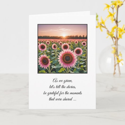 ピンクのひまわり悔やみや弔慰 カード (黄色い花)